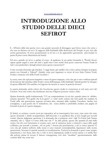 introduzione allo studio delle dieci sefirot - Kabbalah.info