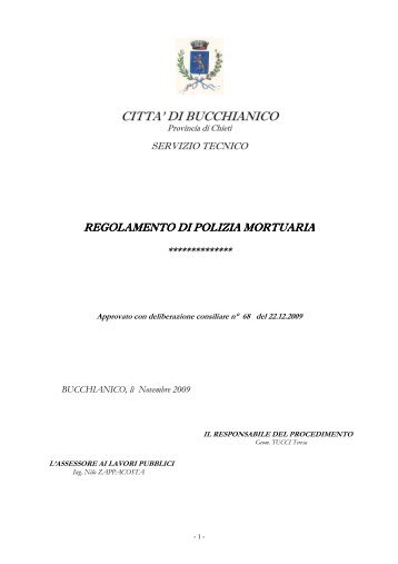 Regolamento Polizia Mortuaria - Comune di Bucchianico