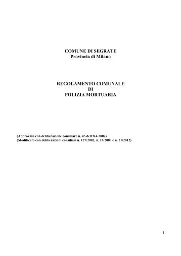 COMUNE DI SEGRATE Provincia di Milano REGOLAMENTO ...