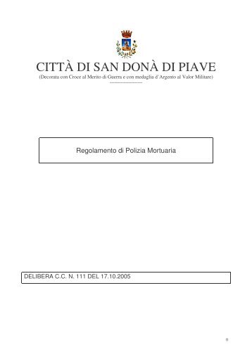 Regolamento di Polizia Mortuaria - Comune di San Donà di Piave