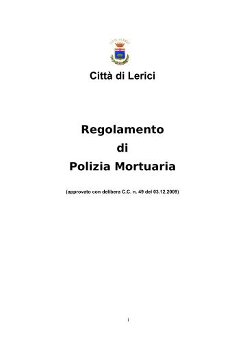 Regolamento di Polizia Mortuaria - Comune di Lerici