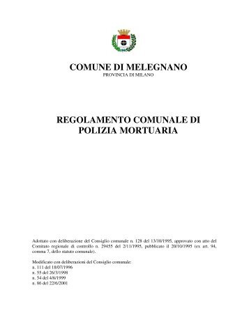 Regolamento di Polizia Mortuaria - Comune di Melegnano