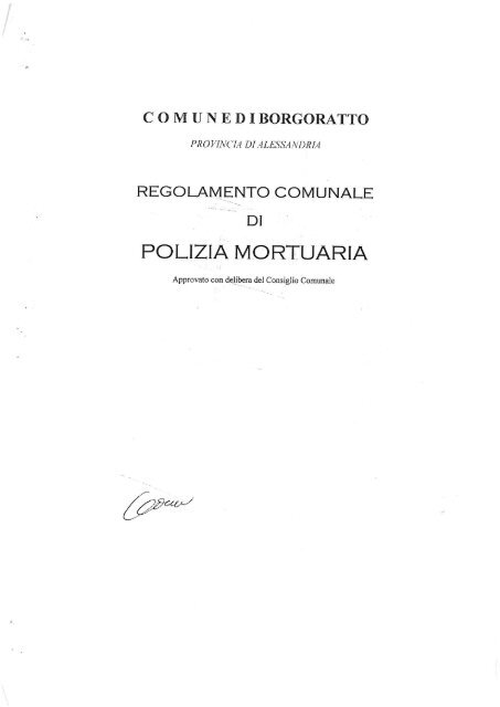 POLIZIA MORTUARIA - Comune di Borgoratto Alessandrino