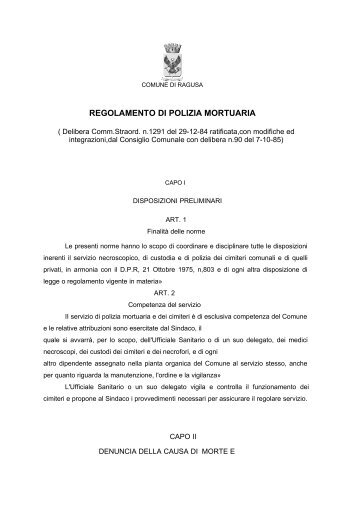 REGOLAMENTO DI POLIZIA MORTUARIA - Comune di Ragusa