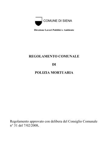Regolamento Comunale di Polizia Mortuaria - Comune di Siena