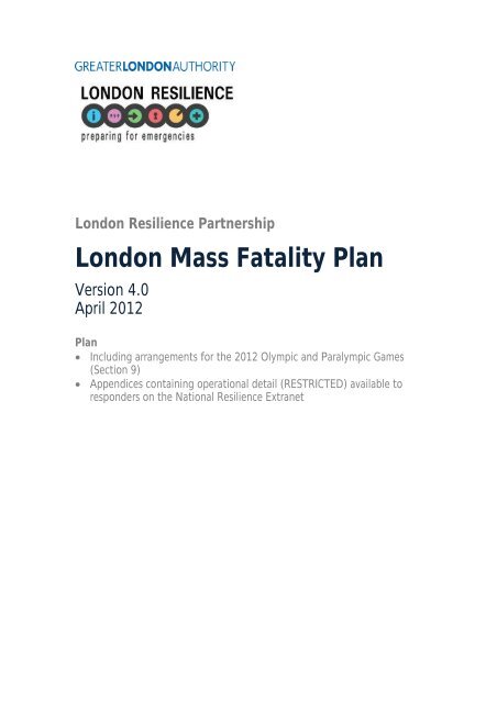 London mass fatality plan version 4 - Greater London Authority