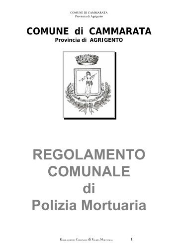 REGOLAMENTO COMUNALE di Polizia Mortuaria - Comune di ...