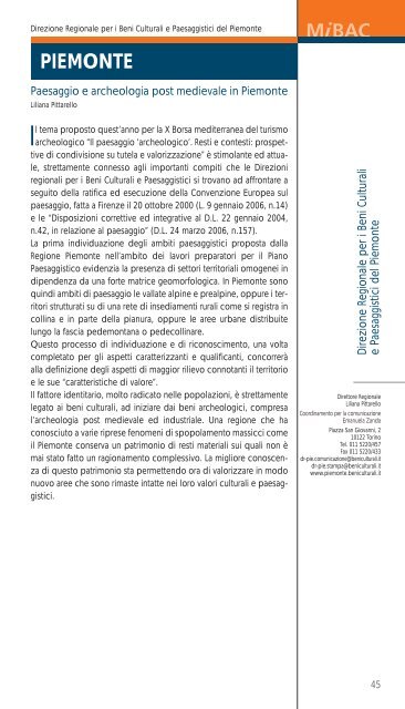 il paesaggio “archeologico” - Ministero per i Beni e le Attività Culturali