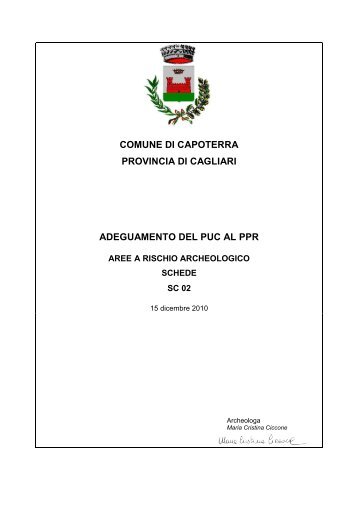 Aree a rischio archeologico - Comune di Capoterra
