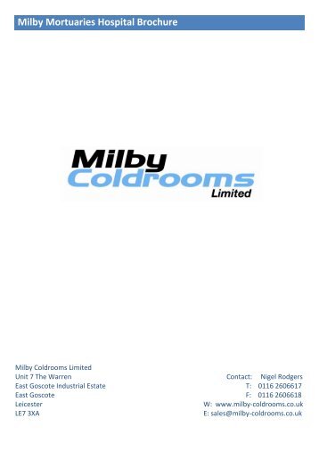 Milby Mortuaries Hospital Brochure - Milby Coldrooms