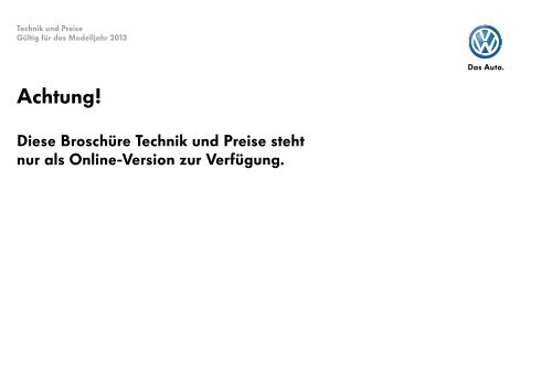 Preisliste Touran Technik Und Preise Mj2013 140612 Indd