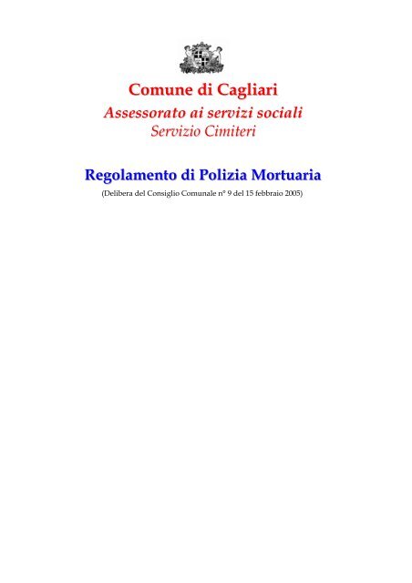 Regolamento Polizia Mortuaria - Comune di Cagliari