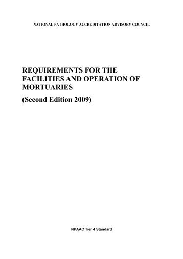 Requirements for the Facilities and Operation of Mortuaries (Second ...