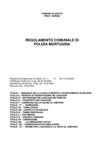 Regolamento di polizia mortuaria (pdf) - Comune di Azzate