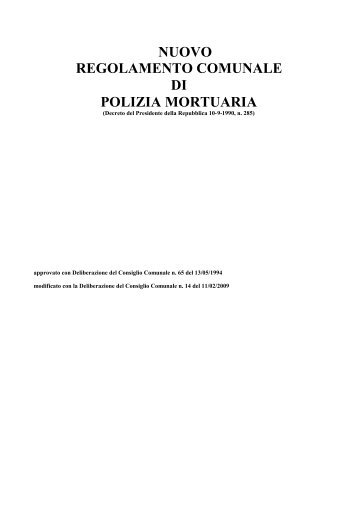Regolamento Comunale di Polizia Mortuaria - Comune di ...