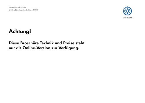 Preisliste Tiguan Technik Und Preise Mj2012 070711 Indd