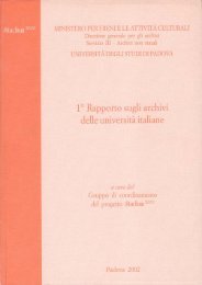 1° Rapporto sugli archivi universitari - Università degli Studi di Padova