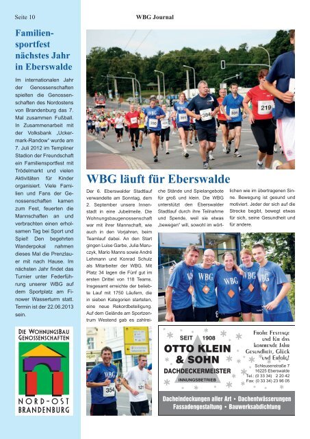 WBG Journal - Wohnungsbaugenossenschaft Eberswalde