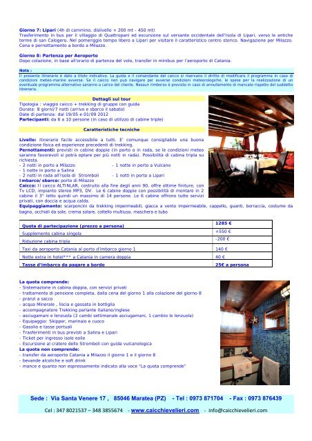 brochure i vulcani delle isole eolie - Caicchi & Velieri