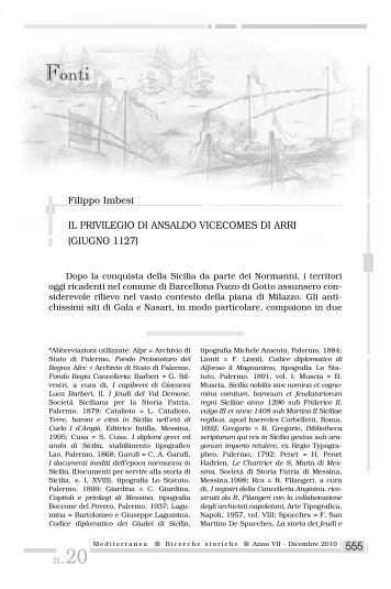 il privilegio di ansaldo vicecomes di arri (giugno 1127) - Barcellona ...