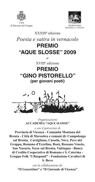 Opuscolo Vincitori E Segnalati Edizione 2009 Aque Slosse