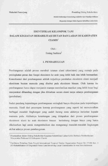 identifikasi kelompok tani dalam kegiatan rehabilitasi hutan