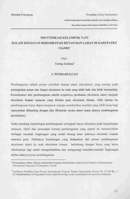 identifikasi kelompok tani dalam kegiatan rehabilitasi hutan
