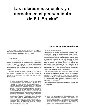 Las relaciones sociales y el derecho en el pensamiento de PI Stucka