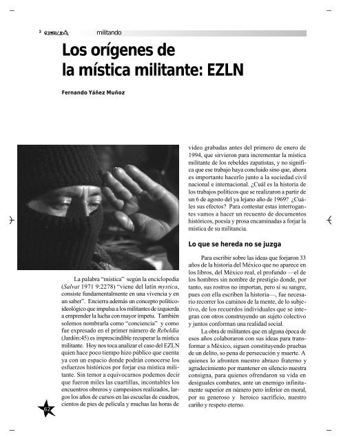 Los orígenes de la mística militante: EZLN - Revista Rebeldía