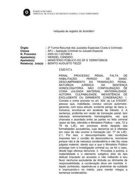 Coisa julgada — Tribunal de Justiça do Distrito Federal e dos Territórios