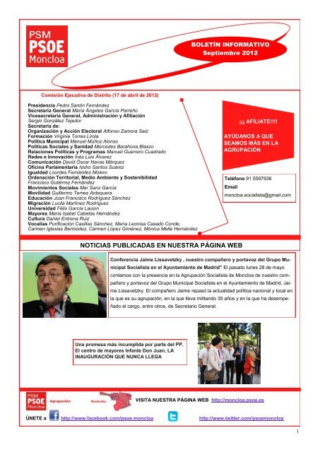 NOTICIAS PUBLICADAS EN NUESTRA PÁGINA WEB - PSOE