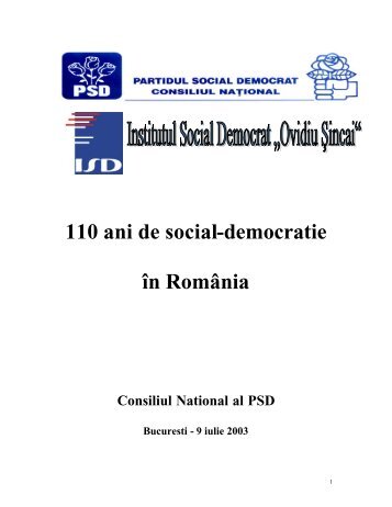 110 ani de social-democratie în România - Institutul Social ...