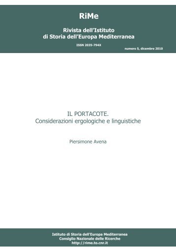 IL PORTACOTE. Considerazioni ergologiche e ... - RiMe - Cnr