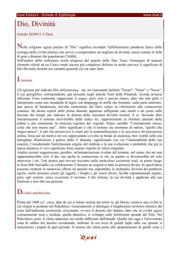 Dio, Divinità - Egittologia.net