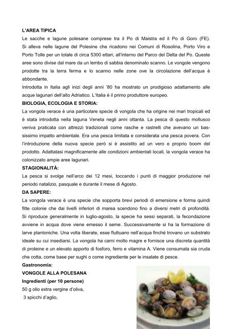 Prodotti gastronomici del polesine - Istituto Alberghiero Cipriani Adria