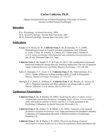 View Dr. Calderón's CV - Dr. Carlos Calderon