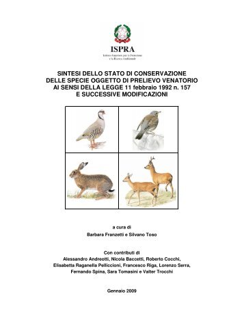 Rapporto Ispra sullo stato di conservazione delle specie cacciabili in ...