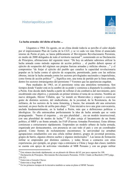 La política armada en el peronismo: 1955-1966 - Historia Política