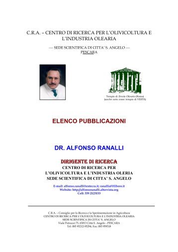 ELENCO PUBBLICAZIONI DR. ALFONSO RANALLI - index - Altervista