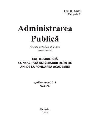 Revista "Administrarea publică" aprilie – iunie 2013 nr. 2