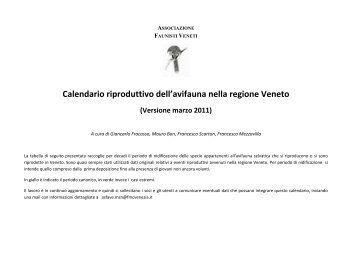 Fenologia degli uccelli nidificanti in Veneto ---> Scarica il PDF