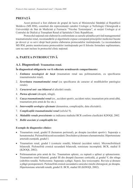 TRAUMATISMUL RENAL Protocol clinic naţional - Ministerul Sănătăţii