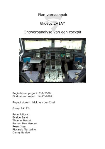 Plan van aanpak Groep: 2A1AY Ontwerpanalyse van een cockpit