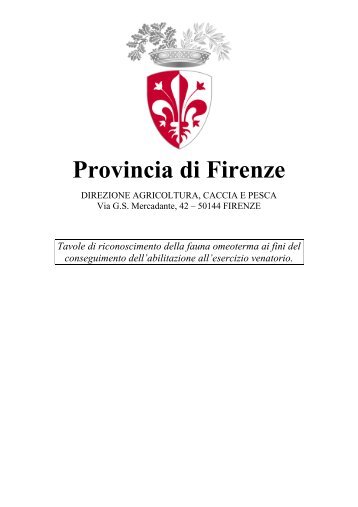 Tavole di riconoscimento della fauna omeoterma ai fini - Provincia di ...