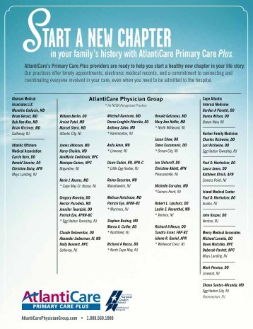 in your family's history with AtlantiCare Primary Care Plus.