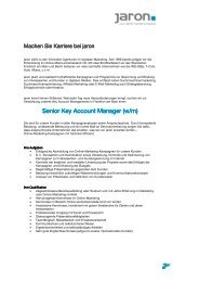 Stellenausschreibung Senior Key Account Manager - Jaron