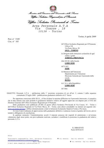 Area Personale ATA Via Coazze , 18 - Ufficio Scolastico Provinciale ...