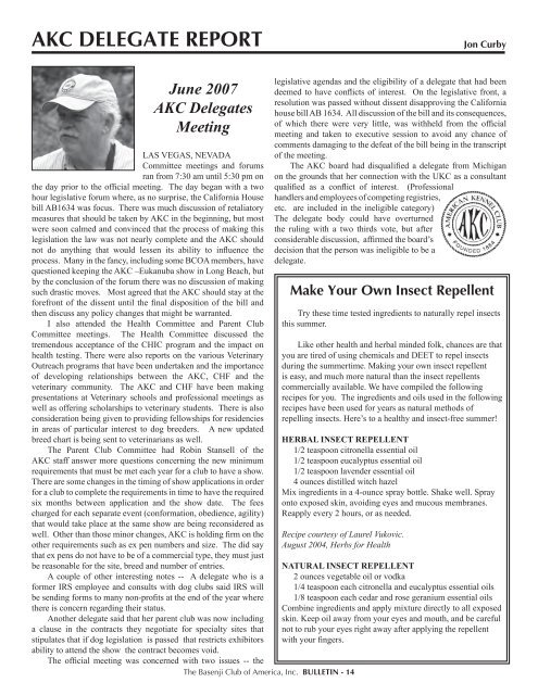 BCOA Bulletin January-February-March 2007 - the Basenji Club of ...