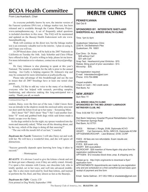 BCOA Bulletin January-February-March 2007 - the Basenji Club of ...