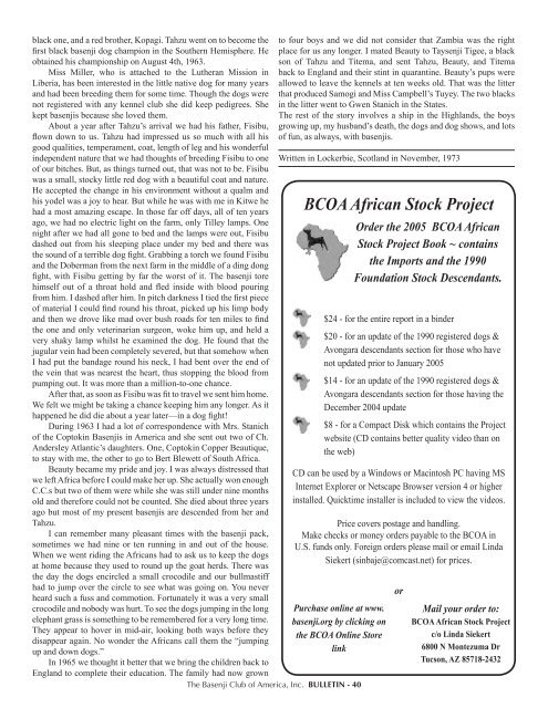 BCOA Bulletin January-February-March 2007 - the Basenji Club of ...